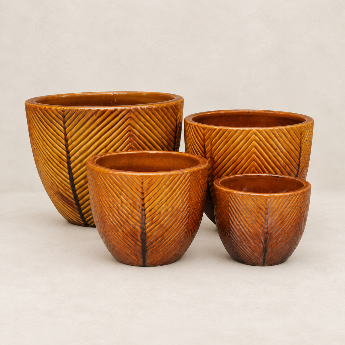 Set 3 campanas esmaltadas naranja vibrante, 3 tamaños distintos