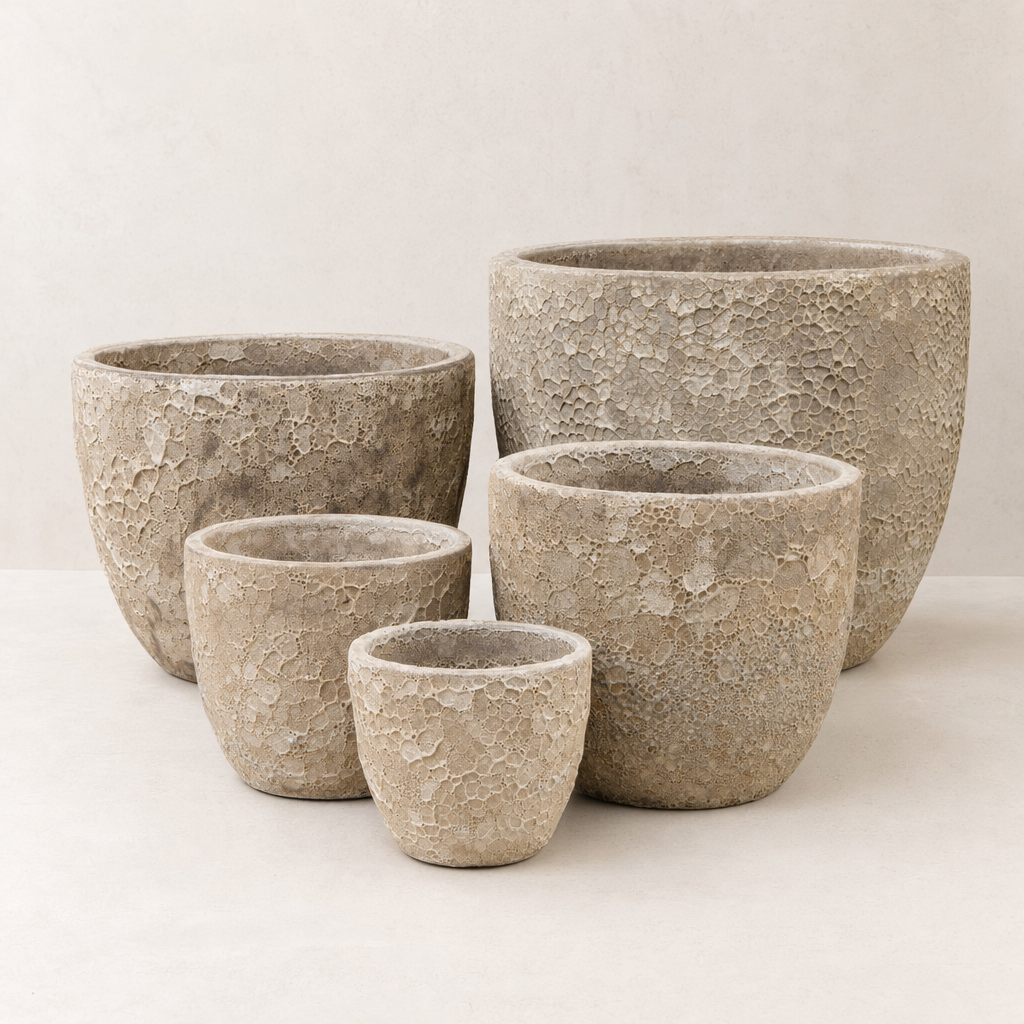 Set 5 campanas esmaltadas atlantic beige artesanales, surtido de tamaños - 2