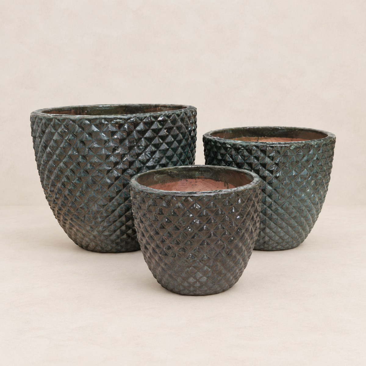 Set de 3 campanas esmaltadas negras de gran formato y presencia
