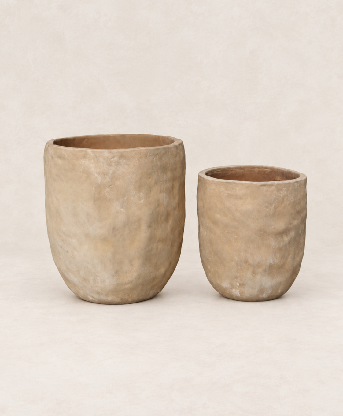 Set de 2 campanas altas de terracota envejecida, aire rústico antiguo