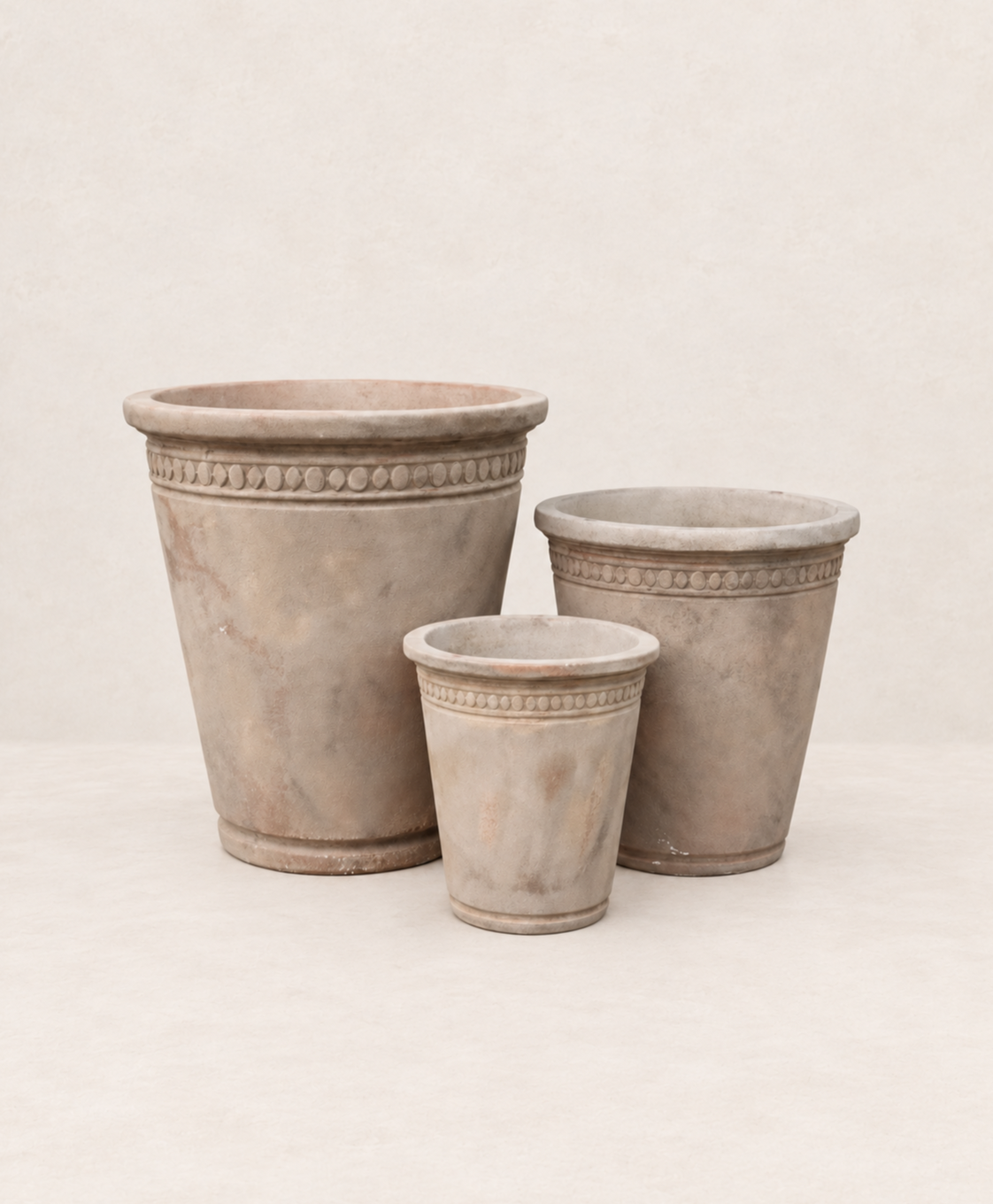 Set de 3 macetas vaso de terracota envejecida, acabado antiguo, varios tamaños - 30