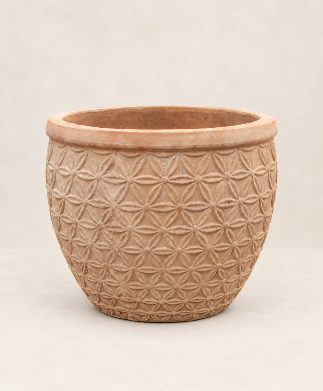 Set de 3 macetas grandes de terracota envejecida, estilo antiguo