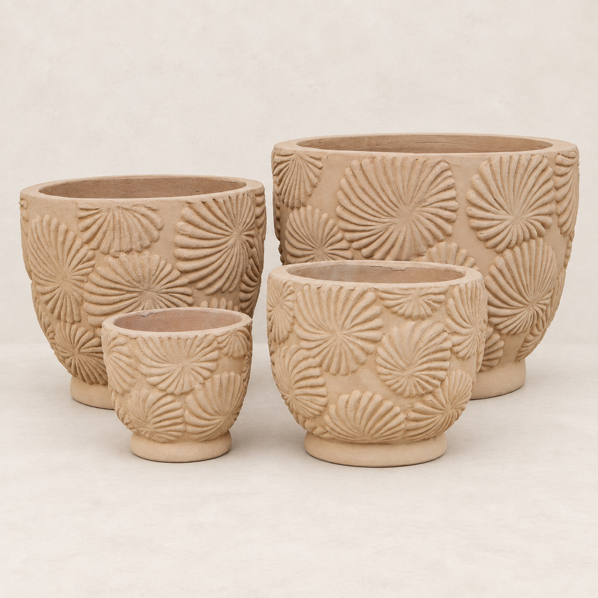Set de 4 campanas de terracota envejecida, aspecto antiguo artesanal