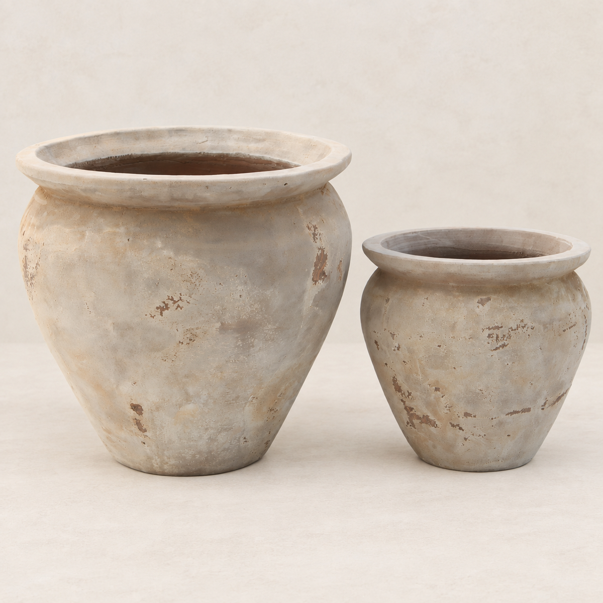 Tinaja de terracota envejecida de gran formato, acabado antiguo artesanal