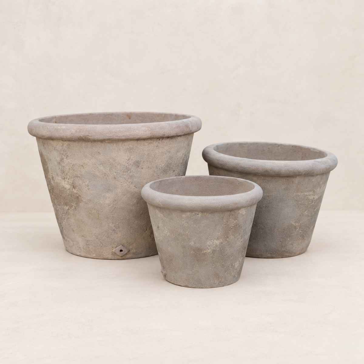 Set de 3 macetas vaso de terracota envejecida con elegante acabado antiguo - 41