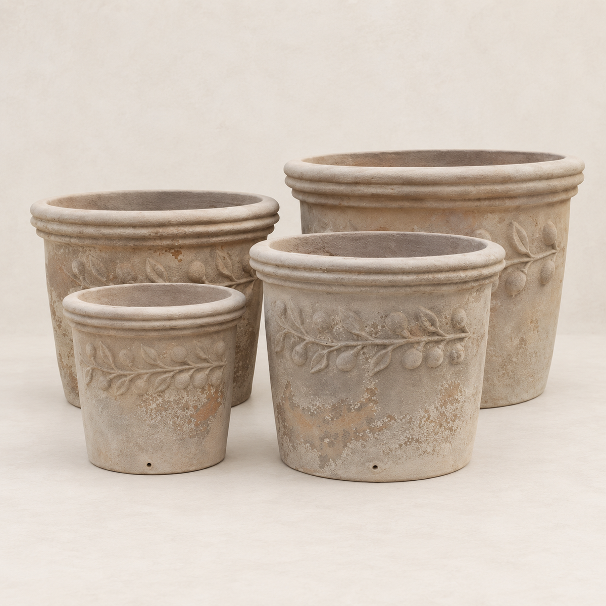 Set de 4 macetas vaso de terracota envejecida, gran formato y estilo rústico - 39