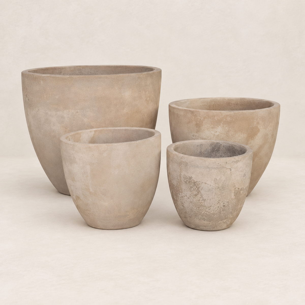 Set 4 macetas campana terracota envejecida, acabado antiguo, distintos tamaños - 53