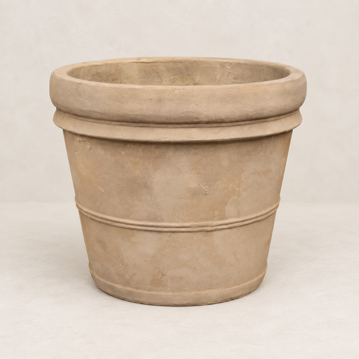 Maceta de terracota envejecida artesanal, acabado antiguo. D:80x64cm - 50