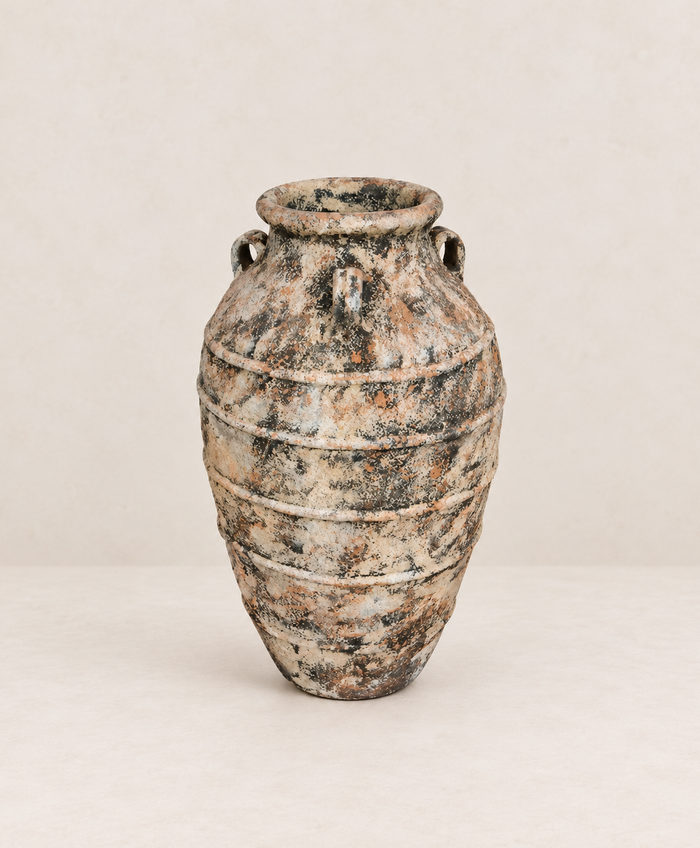Tinaja de terracota pintada envejecida Ø48×83 cm