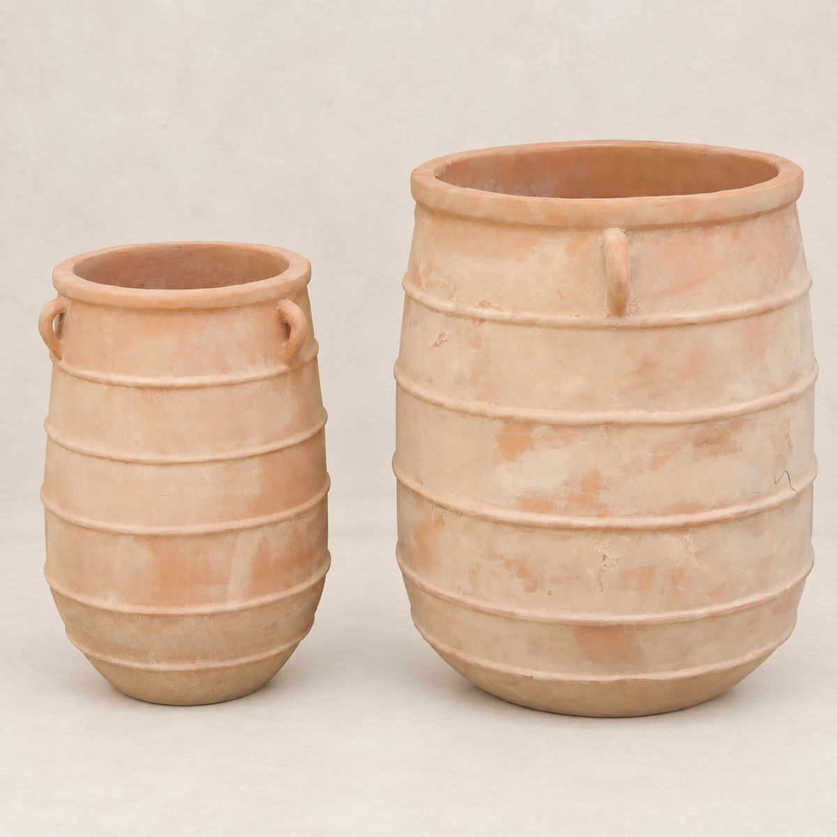 Set de 2 cilindros cuadrados de terracota, versátiles para interior y exterior