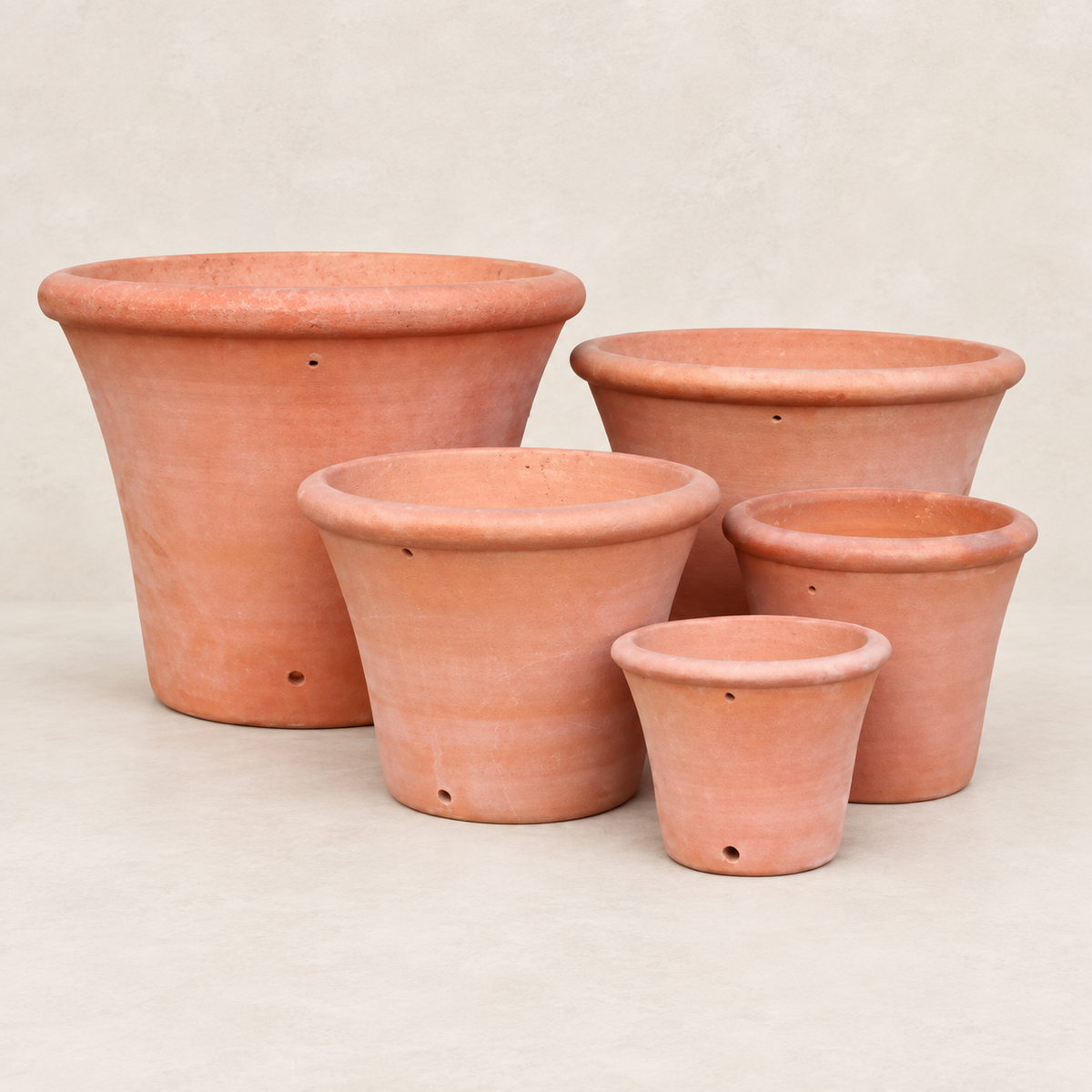 Set de 5 vasos de terracota, estilo natural