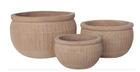 Caldero ancho terracota envejecida estilo rústico, set de 3 - 5