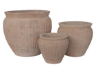 Tinaja redonda de terracota envejecida artesanal, set de 3 - 6