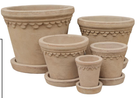 Set de macetas de terracota envejecida en 5 tamaños, acabado antiguo artesanal - 9