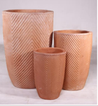 Set de 3 campanas altas de terracota, perfil esbelto y elegante