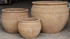 Set de 3 macetas de terracota envejecida con acabado antiguo artesanal 1 - 36