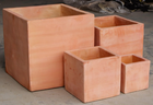Set de 4 cubos cuadrados de terracota, estilo mediterráneo