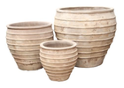 Maceta tinaja terracota envejecida, forma clásica y acabado antiguo. Set de 3. - 44