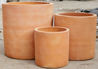 Set de 4 calderos bajos de terracota, estilo rústico mediterráneo