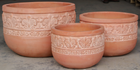Set de 3 tinajas de terracota, acabado antiguo